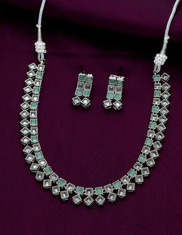 Designer Gold Polish Kundan Necklace Set