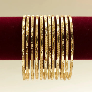 Real Gold Tone Office Wear Daily Wear Set of 12 Bangles