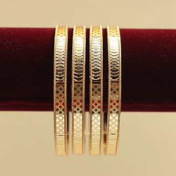 Real Gold Tone Set of 4 Flat Bangles - SS012 - Daily WearOffice WearFunction Wear Bangles