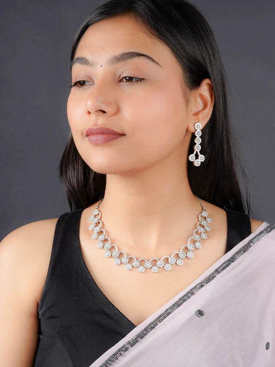 Silver Plated Faux Diamond Necklace Set