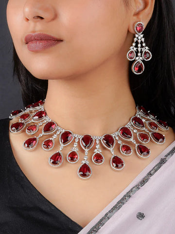 Silver Plated Faux Diamond Necklace Set