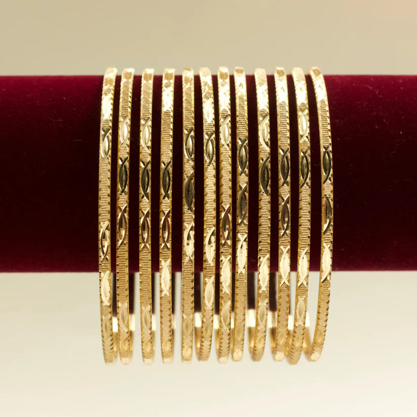 Real Gold Tone Office Wear  Daily Wear Set of 12 Bangles