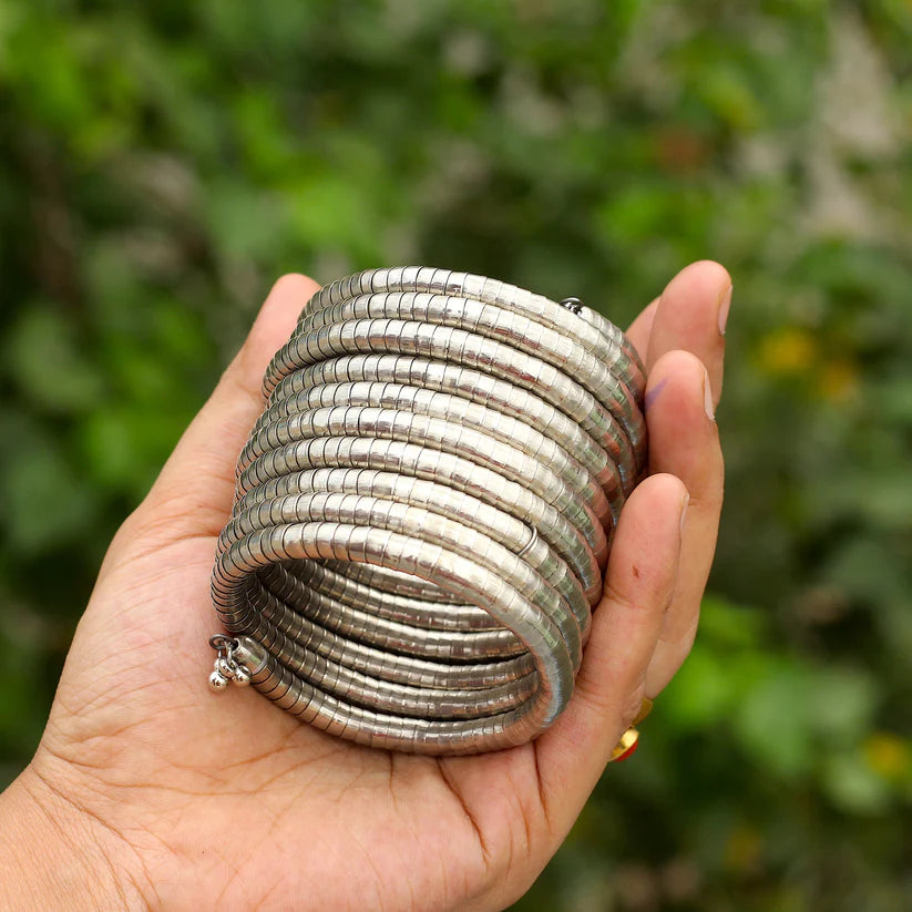 Bohemian Spiral Bangles - Silver