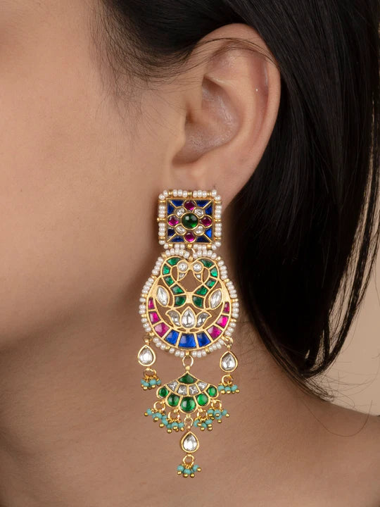 Multicolor Gold Plated Mishr Earrings