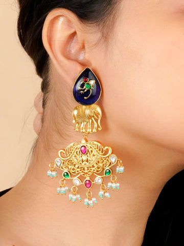 Multicolor Gold Plated Mishr Earrings