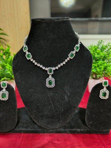 Elegant American Diamonds Necklace Set with Earrings