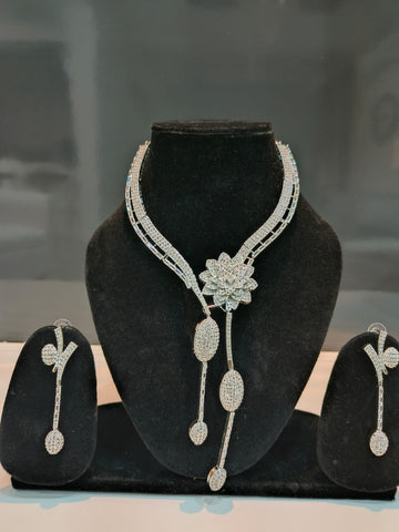 American Diamonds Necklace with Long Earrings